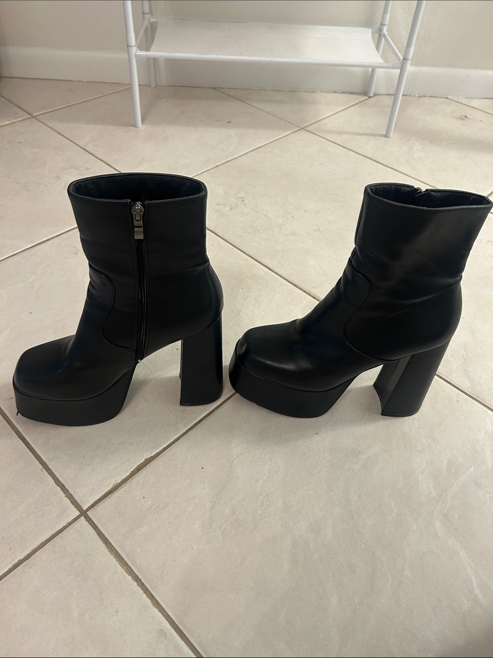 SHEIN Black Platform Chunky Heel Ankle Boots